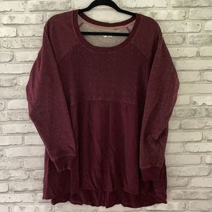 Maurices Babydoll Sweatshirt XXL Marroon